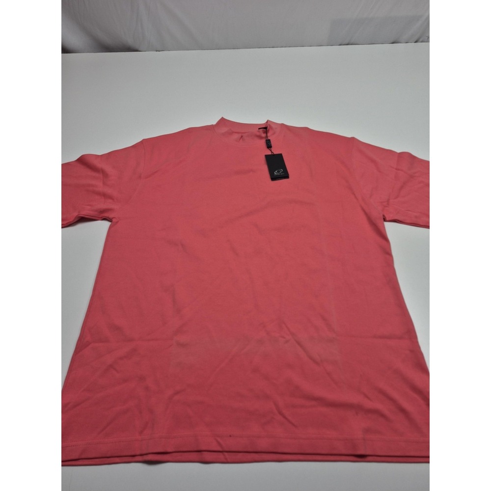 Cotton Reel Shirt Mens Large Pink Mock Neck Short Sleeve Cotton Tee Casual